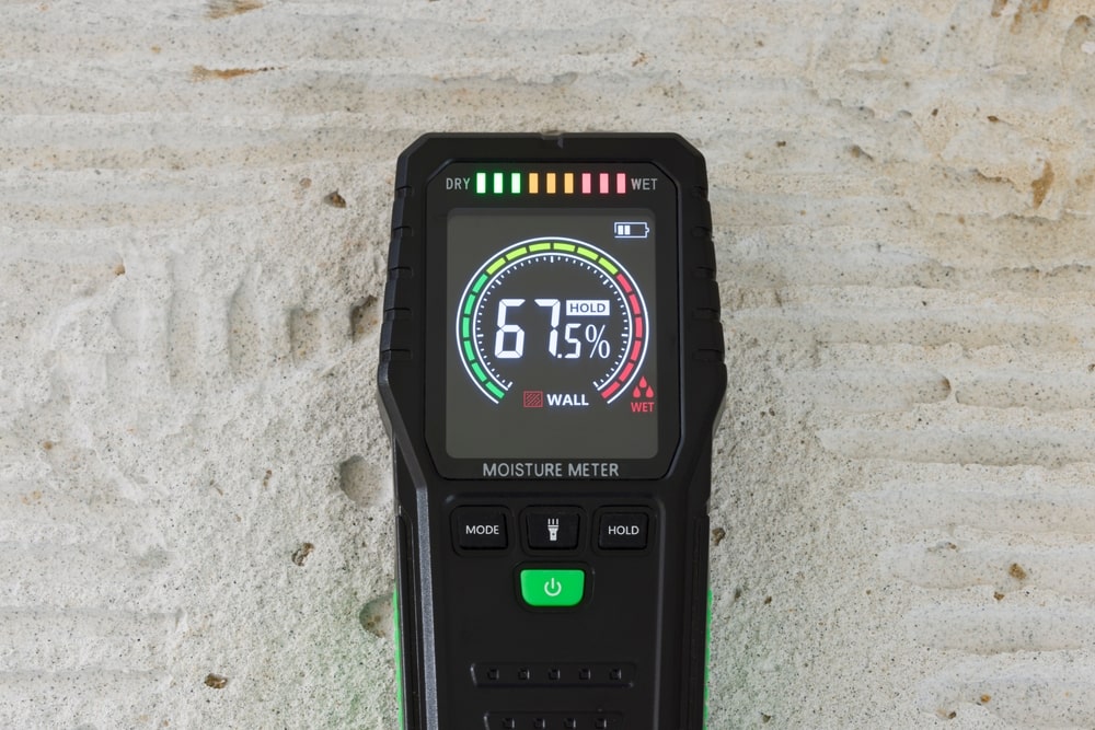 Leak detection using moisture monitor.